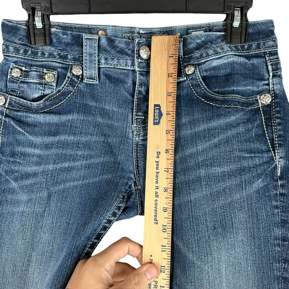 Miss Me Women’s 26 Mid Rise Skinny Jeans Fleur De Lis Pockets Embellished - Picture 7 of 16